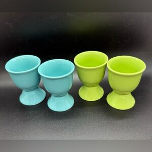 NWT Crate & Barrel Egg Cups Set of 4. Blue and Green.